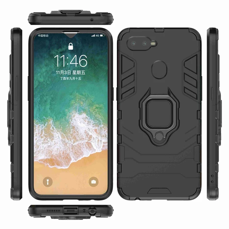 Кольцо Броня чехол для OPPO F9 K1 Coque противоударный жесткий R9 R9S R11 R11S Plus R15X R17 Pro A3S A5 A7X