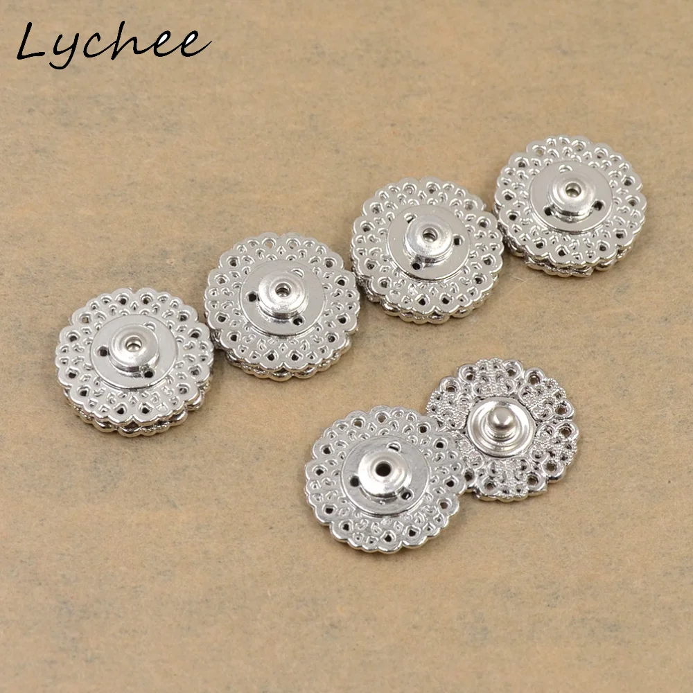 Lychee 5 шт. 21 мм Цветок круглой формы полые металлические кнопки для женщин DIY ремесло одежда украшения дома пуговицы