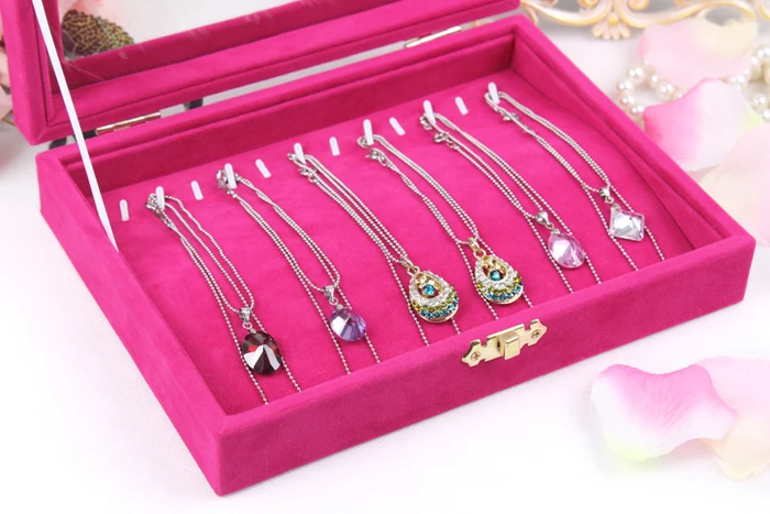 Ярко-розовый ожерелье дисплея коробка шкатулка защитное стекло подвесной