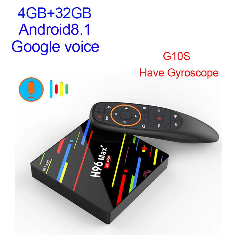 H96 Max plus Android 8,1 caja de tv RK3328 4 ГБ 32 ГБ 64 Гб USB 3,0 de 2,4g/5G H.265 Двойной Wi-Fi Bluetooth 4,0 4 K HD h96 max+ re - Цвет: 32GB with G10S