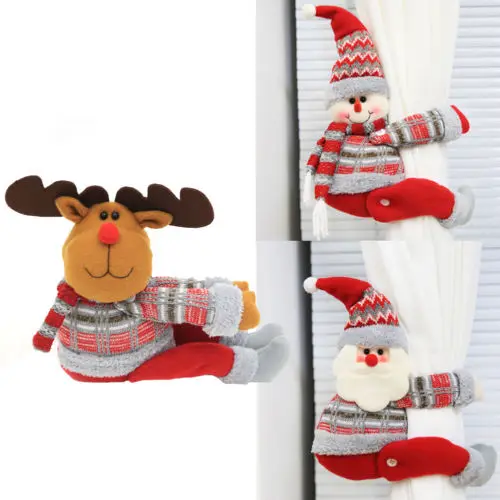 2018 Merry Christmas новый домашний занавес с пряжкой зажим Санта Клаус Moose Снеговик