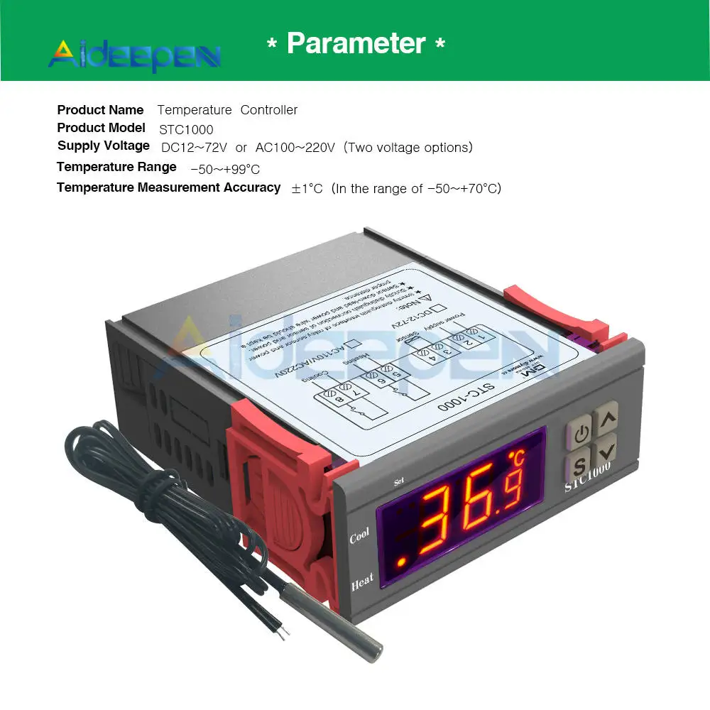 STC-3000 STC-1000 STC-100 Температура Управление; 12V 24V 110 V-220 V светодиодный цифровой терморегулятор Термостат Управление+ NTC Сенсор