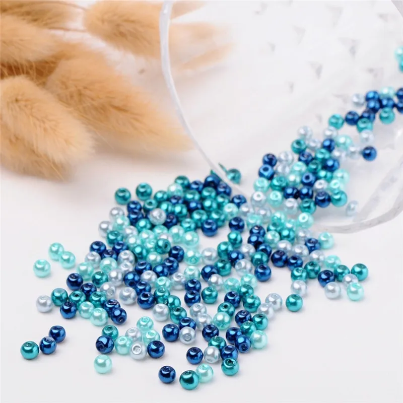 Pandahall 4/6/8mm Glass Pearl Beads Mixed Color Pearlized Beads Round For Jewelry Making DIY Bracelets Hole: 1mm Free Shipping
