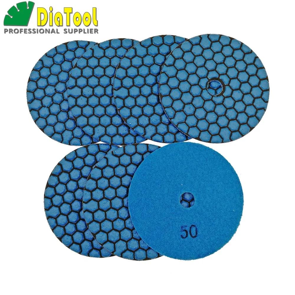 

Diatool 7 шт. 100 мм #50-1 B сухой полировки диаметр 4 inch смолы облигаций алмазные гибкие полировки шлифовальный диск