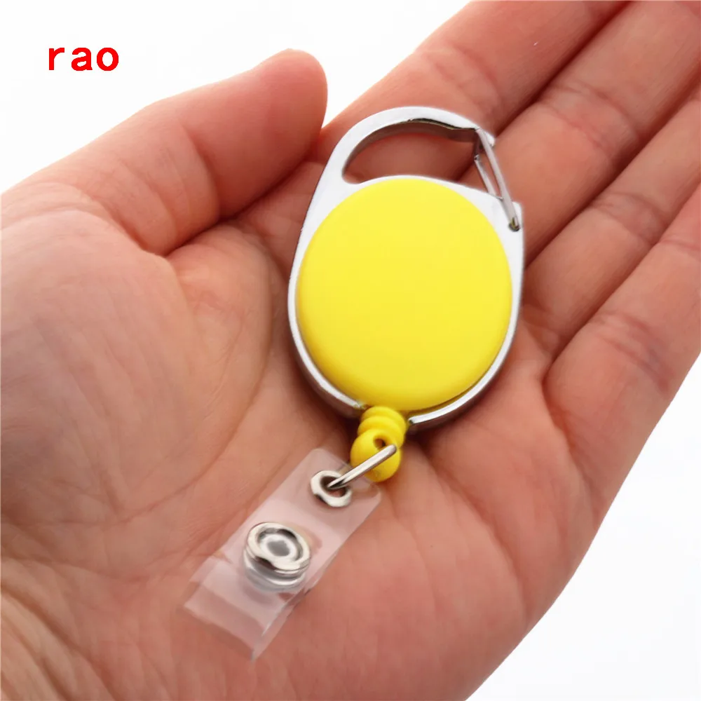Различные наборы карт Выдвижная Тяговая катушка для бейджа ID Lanyard имя бирка держатель для карты держатель для бейджа Катушки откатный ремень брелок зажимы для цепи - Цвет: Цвет: желтый