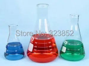 Стеклянная колба Erlenmeyer коническая 3 набор боросиликата 100 250 и 500 мл Прозрачный