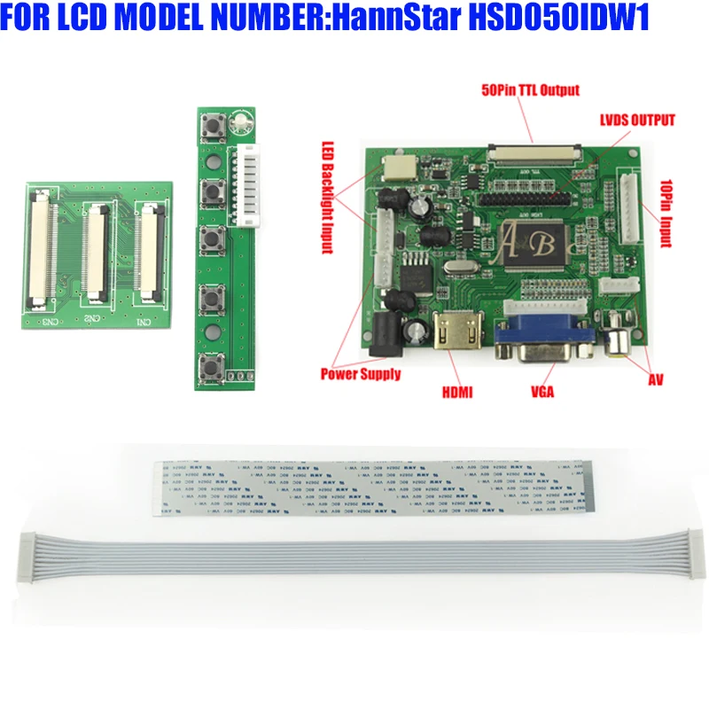 Плата контроллера HDMI VGA 2AV 50PIN TTL LCD для Raspberry PI 2 HannStar HSD050IDW1 5 &quot800x480 TFT ЖК панель