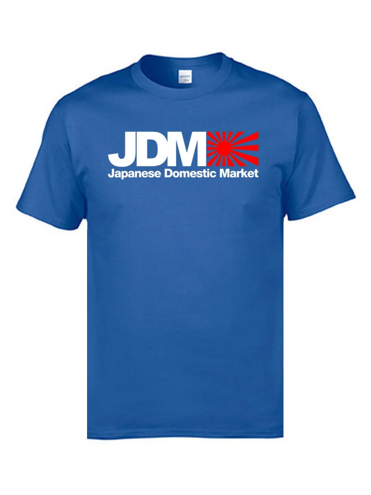 JDM напечатанная на топе рубашка Ретро вырез лодочкой Чистый хлопок мужская футболка Geek футболки одежда высшего качества рубашки черные футболки - Цвет: Синий