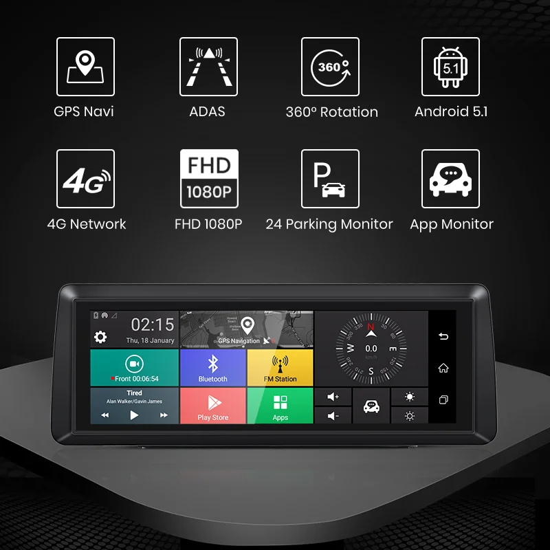 Junsun E94P 4G Android ADAS авторегистратор камера FHD 1080 P двойной объектив 7 84 &quotDVR с Wi Fi gps