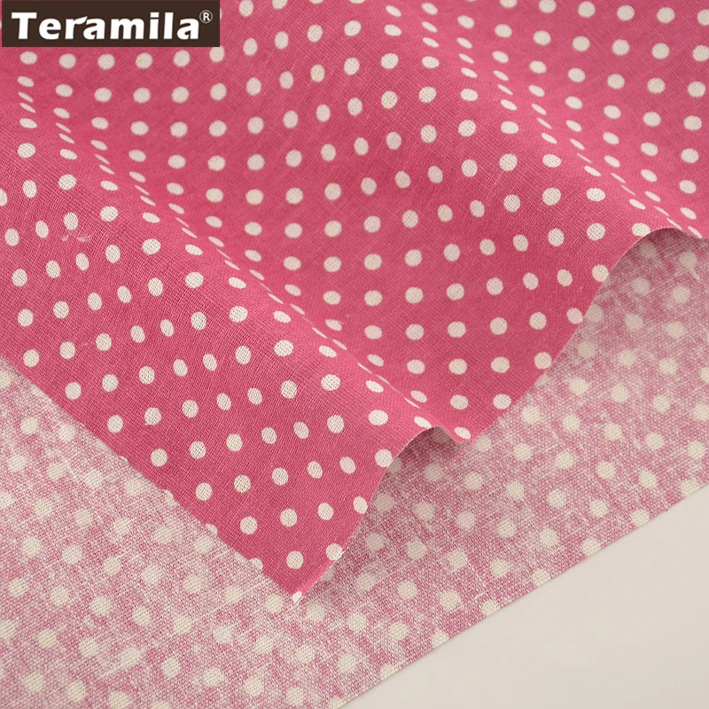 Принт горошек Розовый лен Ткань Вышивание Материал teramila Лен 145 см Ширина скатерть