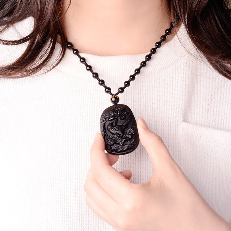 Прямая поставка натуральная Подвеска из черного обсина диадиана ручная резьба