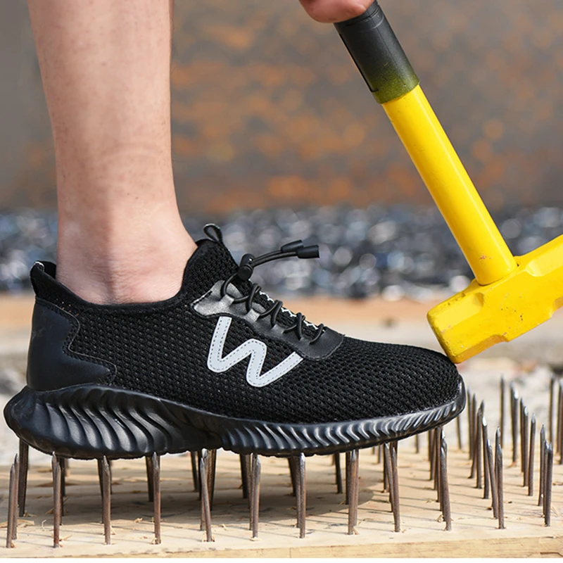 Мужская дышащая Рабочая безопасная обувь ботинки со стальным носком