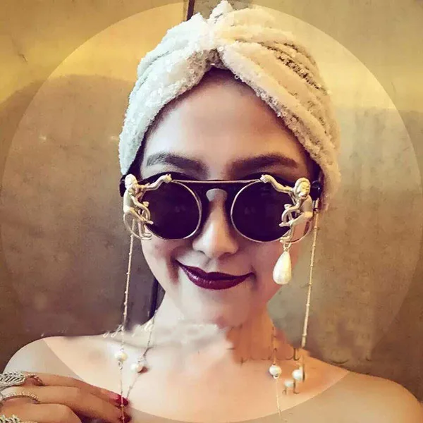 Женские винтажные солнцезащитные очки в стиле барокко пляжные с металлической