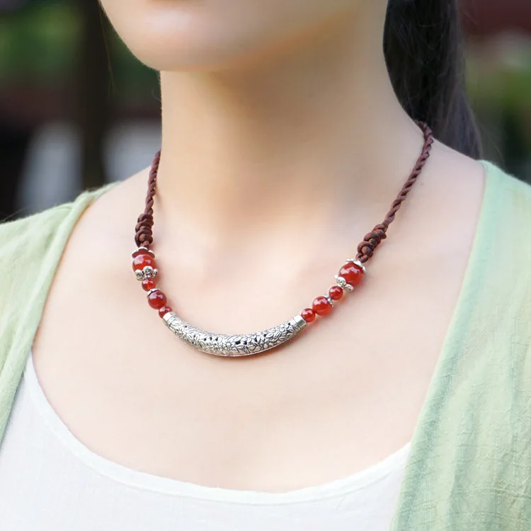 Ожерелье-чокер ручной работы из экзотического искусственного камня новое черное