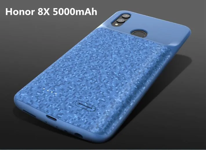 Egeedigi внешний аккумулятор Зарядка задняя крышка для huawei Nova3e Honor 8X8 9 10 10 P20 lite противоударный чехол для зарядного устройства - Цвет: Honor8X Blue