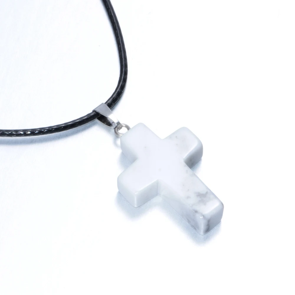 12 разных цветов модные подвески из натурального камня в форме Креста кулон