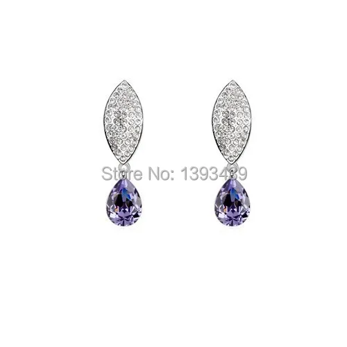 free shipping Girls jewelry cheap wholesale exquisite full of diamond crystal leaf drop earrings - leaves romantic | Украшения и