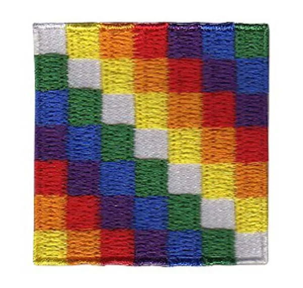 Wiphala Боливия вышивка нашивки для одежды бирки и этикетки саржа с тепловой резкой