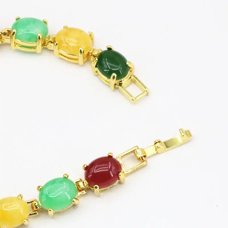 Браслет с овальными разноцветными железами и камнями 7 5 дюйма | Украшения