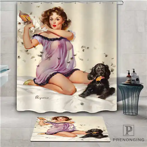 На заказ pin-up (1) водонепроницаемый занавеска для душа коврик двери домашняя Ванна