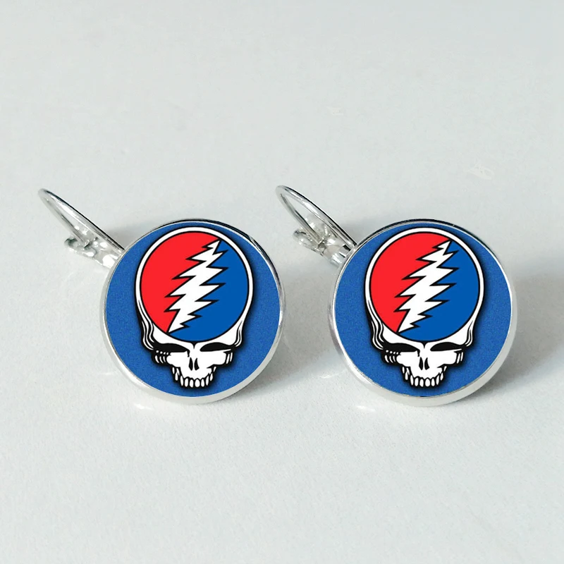 Grateful Dead band серьги выпуклые купольные стеклянные для любителей музыки аксессуары