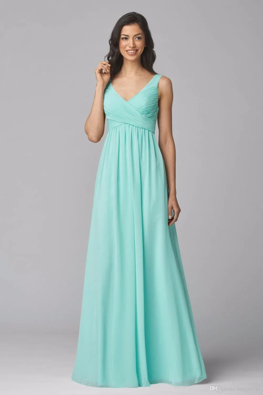 2017 дешевые бирюзовое зеленое длинное шифоновое платье для подружки невесты