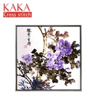 Наборы для вышивки крестом KAKA, 5D фиолетовые пионы, наборы для вышивания с печатным узором, холст 11 карат, картина для домашнего декора