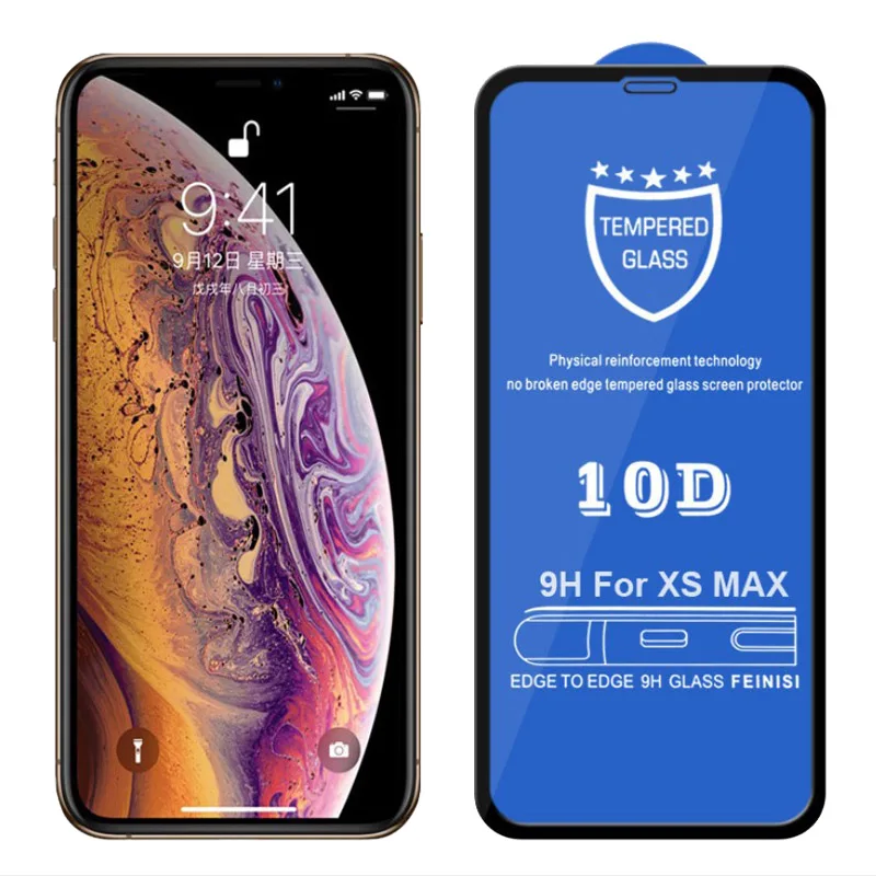 10D изогнутое закаленное стекло с полным покрытием для iPhone X XR XS Max защита экрана 6 6S