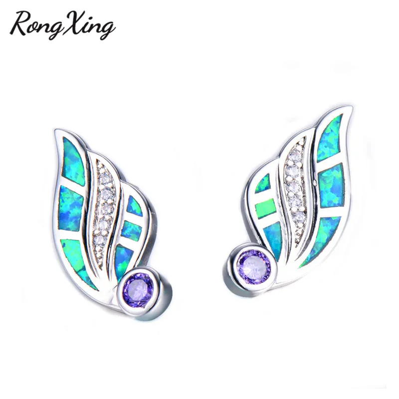 Голубые/белые серьги подвески RongXing с огненным опалом счастливое Крыло ангела