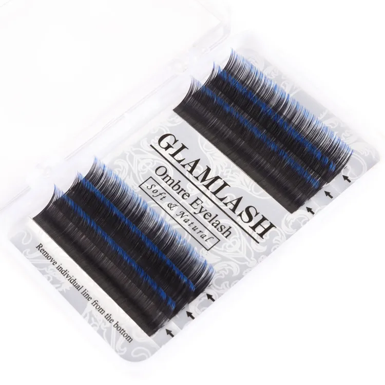 Blue Gradient GLAMLASH 0.07C 8-12 мм фиолетовый синий градиент цвета Индивидуальные Накладные ресницы искусственная мягкая норка Премиум макияж ресниц - Цвет: Blue Gradient