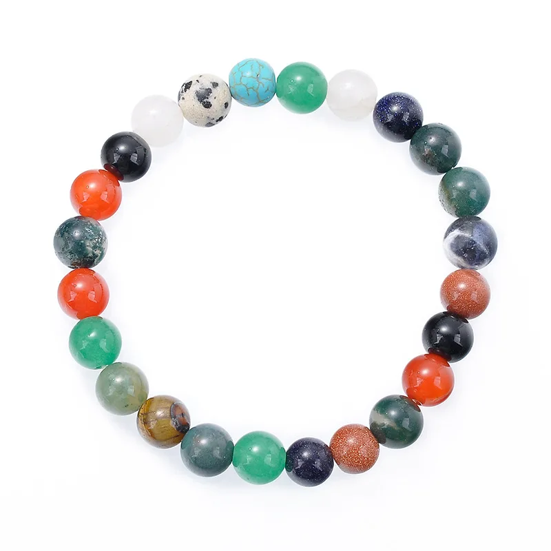 

SA SILVERAGE 10mm Natural Agate Stone Combination Beaded Bracelet Hand-woven Energy Stone Bracelet for Men Women Strand Bracelet