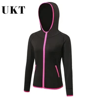 quick dry hooded running jacket for women breathable long sleeve sweatshirt yoga sport zipper jackets woman fitness gym shirts