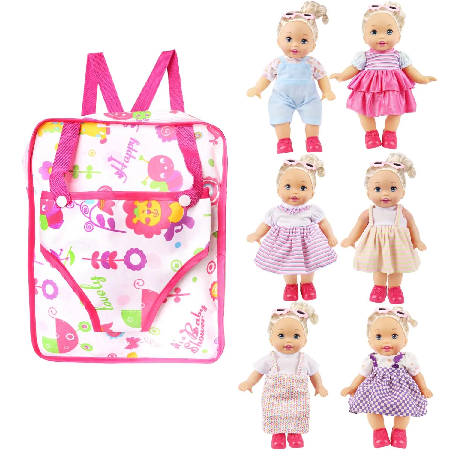 Bitty Baby Doll Одежда красочные платья ручной работы куклы аксессуары реалистичные повседневные костюмы платье набор подходит для 12-15in кукла - Цвет: 7pcs(1bag6dress)