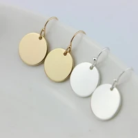 minimalism style monogram blank alloy round disc drop earrings gold plating circle metal for woman jewelry wholesale