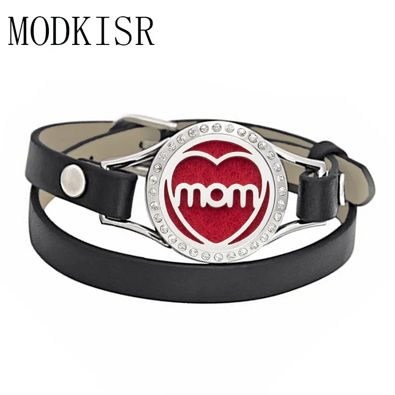 Кожаный браслет с сердечком из нержавеющей стали MODKISR диффузор парфюный для