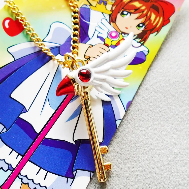 

10 Pcs/lot Anime Cardcaptor Sakura Magic card Keychain keyring necklace figure pendant toys gifts