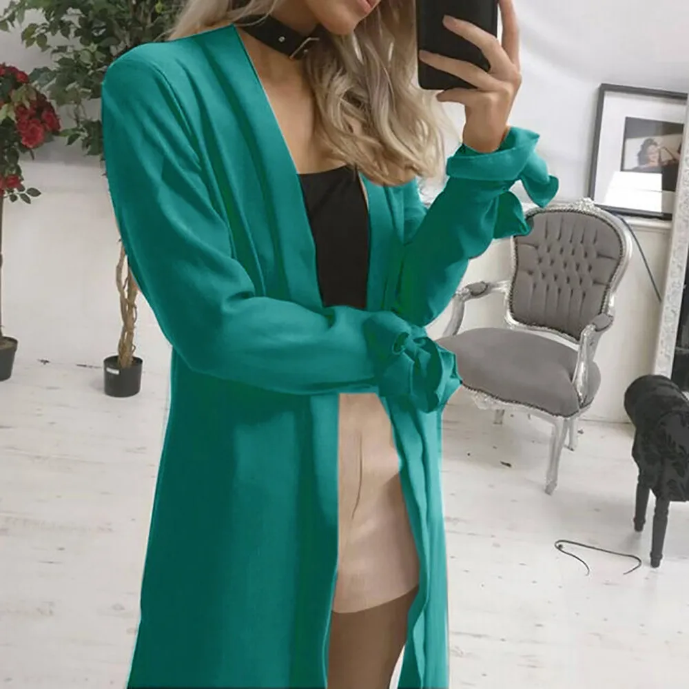 

New Women Fashion Casual Windbreaker Ladies Elegant Long Sleeve Oversize Jacket Solid Split Cardigan Windbreaker Coat Overcoat