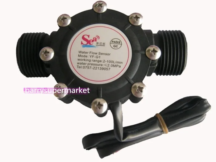 

Water Pipe Flow Meter Sensor Counter Indicator Hall Water Heater Accessories Flowmeter DN25 G1 Flow Range 2-100L/min