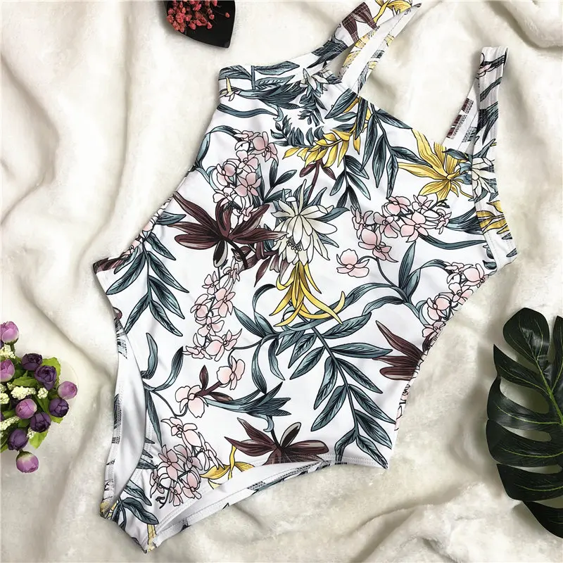 Новинка, монокини, цветочный принт, Maillot Femme, летний Боди, Цельный купальник, на бретелях, одежда для плавания, женский купальник, трикини, купальный костюм - Цвет: 1912