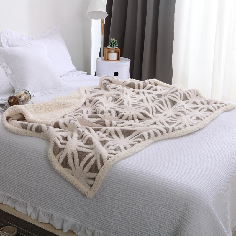 Жаккардовое трикотажное одеяло супер мягкое и теплое шерстяное 150x200 см|soft fleece