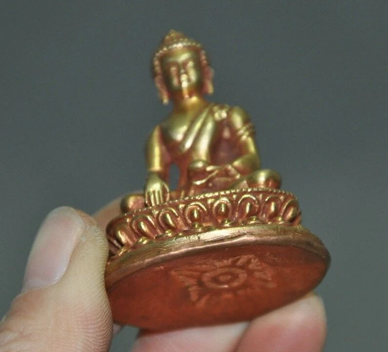 Tibet Buddhism bronze 24k gold Gilt Medicine Buddha Sakyamuni Shakyamuni statue | Дом и сад