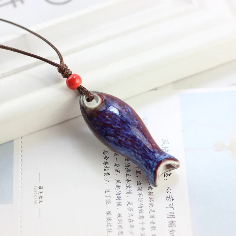 12 шт./лот Керамические Красочные Подвески женское ожерелье рыба свисток кожаная