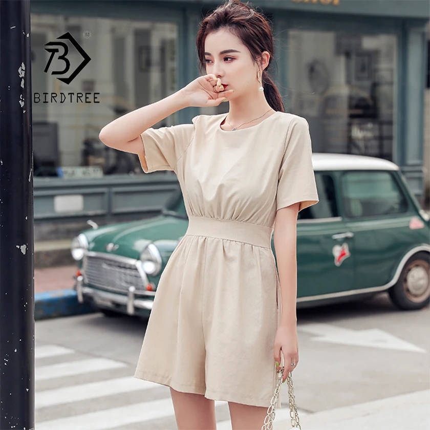 Новое поступление женский комбинезон с круглым вырезом и высокой талией