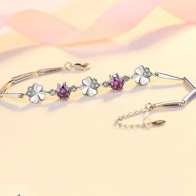 18KGP маленькая свежая Лаки Четыре листа тонкий браслет | Украшения и аксессуары