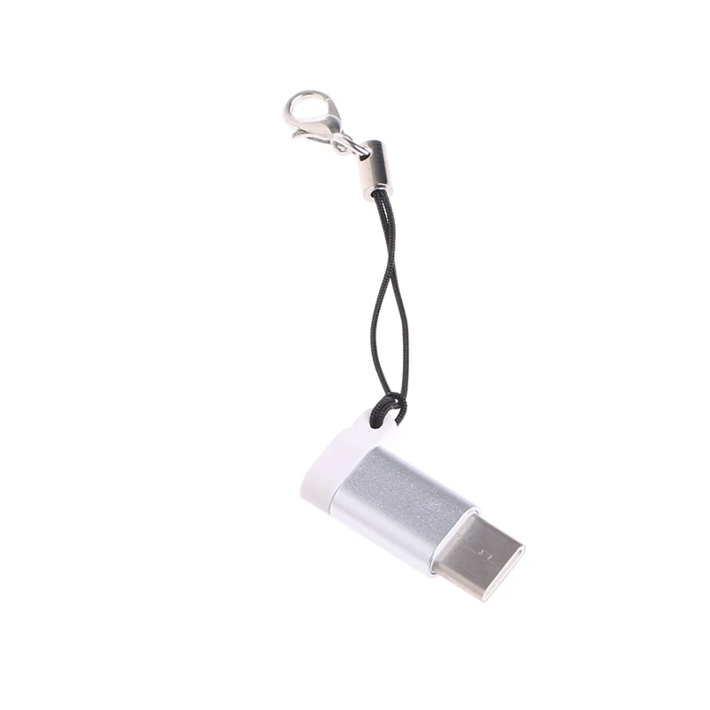 Micro usb type-C адаптер OTG синхронизация данных разъем зарядного устройства с брелок-шнур - Цвет: Silver