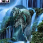 CHENYI Diy 5D алмазная картина Волк Вышивка крестом мозаика Алмазная вышивка водопад узоры для вышивки Стразы Декор для дома