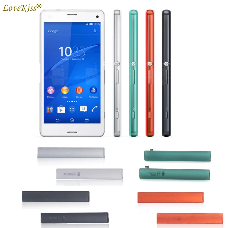 USB Charging Port Slot Dust Cover For Sony Xperia Z3 Compact Micro SD SIM Card Plug mini M55W D5803 D5833 DustProof Case |