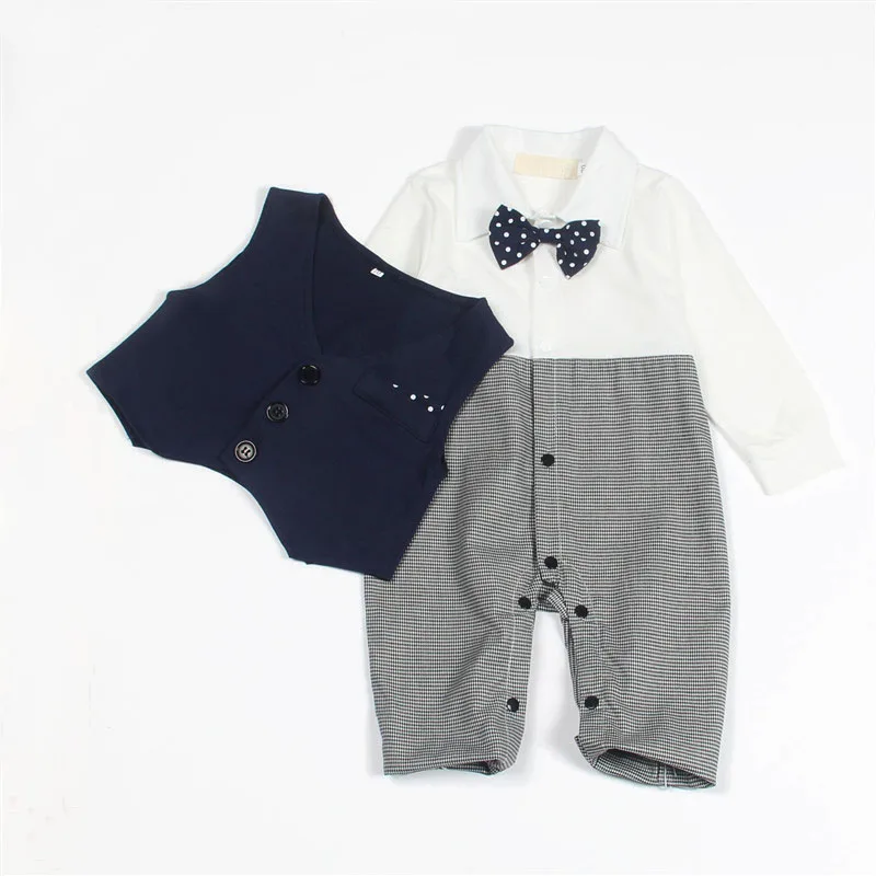 2016 одежда для маленьких мальчиков джентльменов ползунки новорожденных
