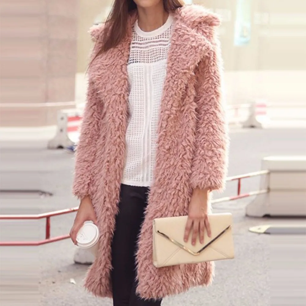Зимнее женское пальто шерстяное с длинным рукавом 2019 новый длинный ворсистый