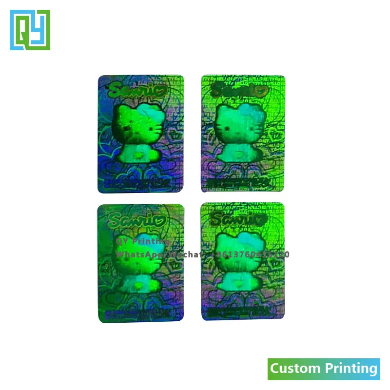 10000pcs 11x16mm Custom Printed High Quality Green Hologam Stickers Brand Mark Cosmetices Logo Label Color 3D Holographic Seals